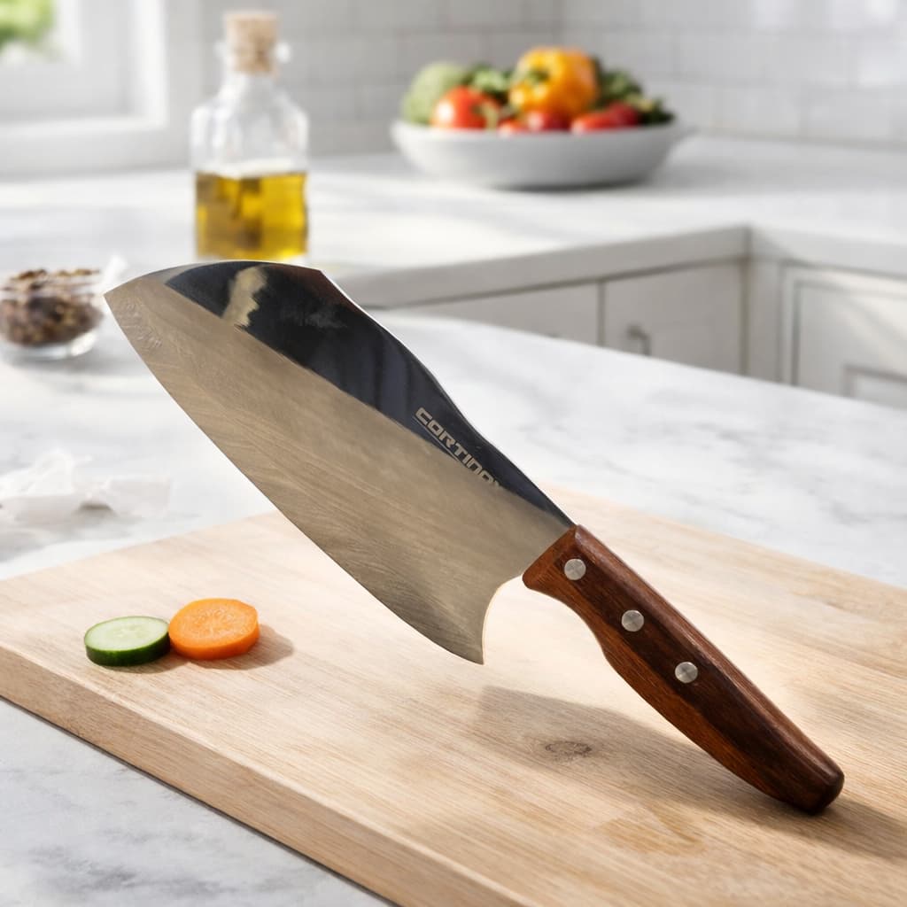 Cutelo Cortinox Bravo 28,5cm Aço Inox Cabo Madeira para Cortes Pesados Carnes Ossos Legumes