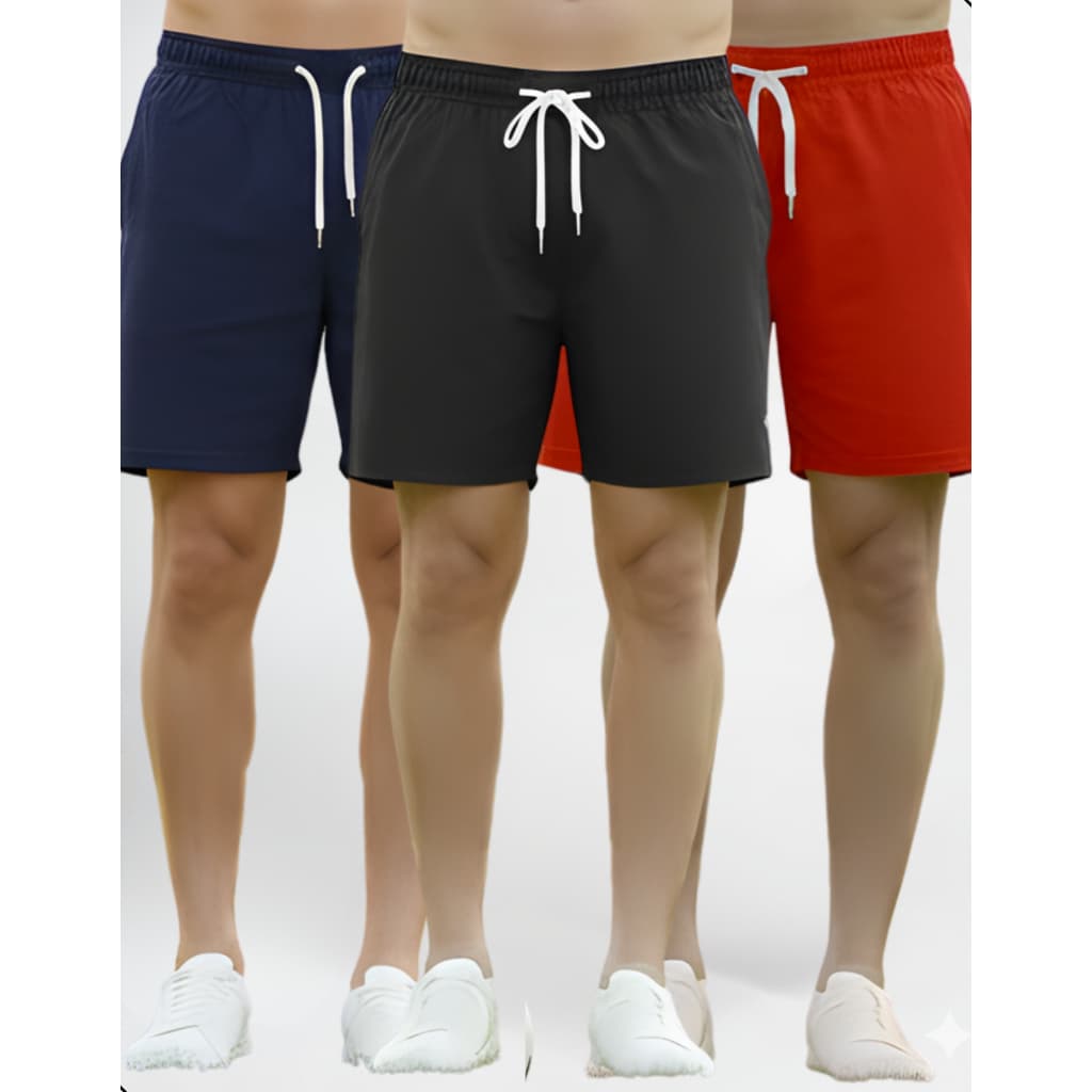 Kit 3 Shorts Treino Corrida Academia Mauricinho Tactel Masculino Básico Liso Moda Praia