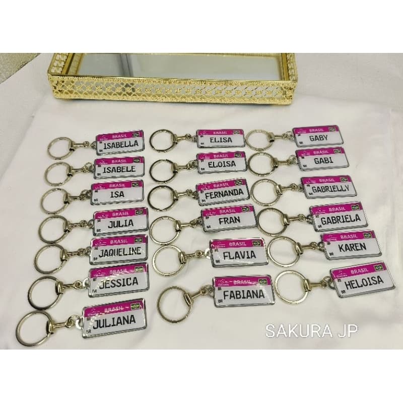 Chaveiro com placa de identificação Mercosul, revestimento em resina, nome feminino(só frente) ROSA
