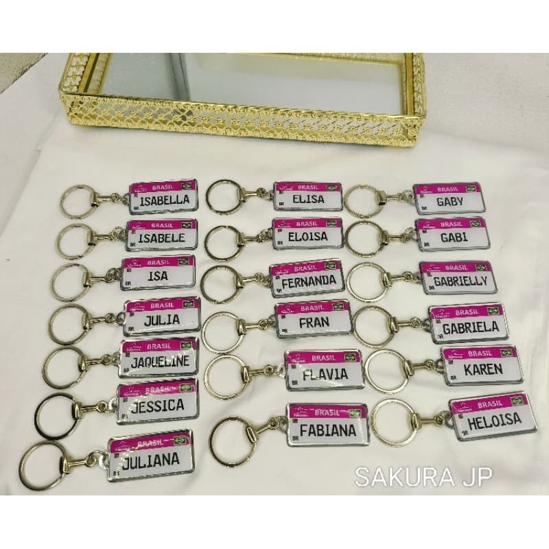 Chaveiro com placa de identificação Mercosul, revestimento em resina, nome feminino (só frente) ROSA