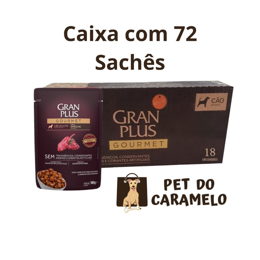 Sachê Gran Plus Cães Ovelha 100g - 72 Unidades