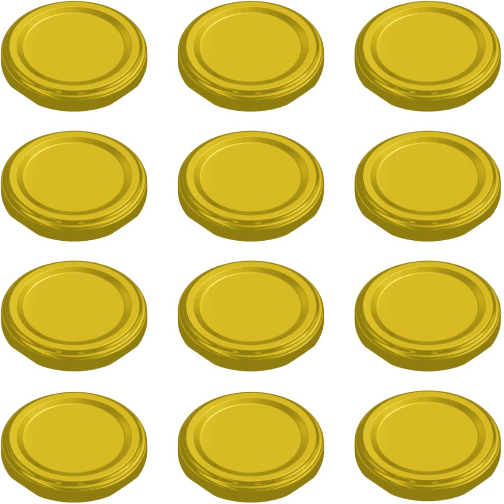 12 Tampas Conserva 74mm Dourada Metal Para Vidro Pote Azeitona Palmito