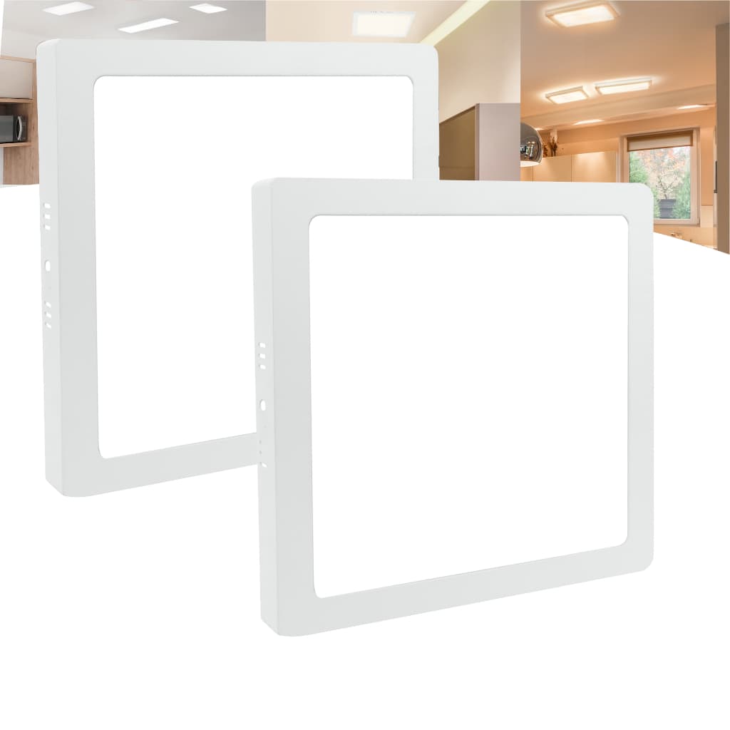 Kit 2 Sobrepor Painel 25w Quadrado Plafon Borda Fina Led