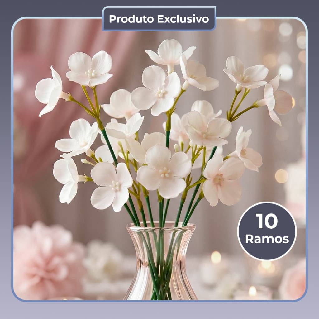 Kit 10 Flores Artificial Hortênsia Pétala Pequena - Para Buquê, Jardim, Festa, Casamento