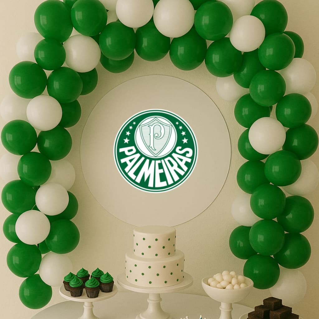 Kit Festa Time Palmeiras 100 Bexiga N6 Balão Verde Branco Torcida Futebol