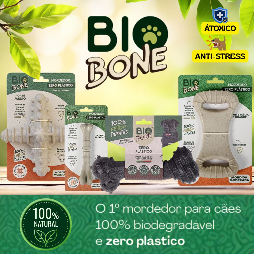 Biobone Brinquedo Mordedor Natural para Cães - Zero Plástico Ultra resistente