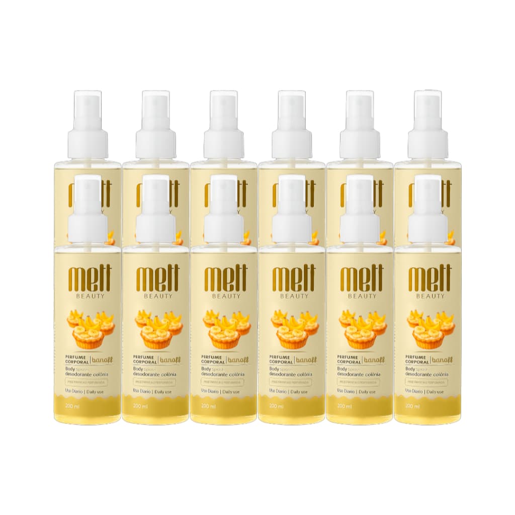 Body Splash Frutado Banana Feminino Perfume Doce Marcante 200ml 12 Unidades