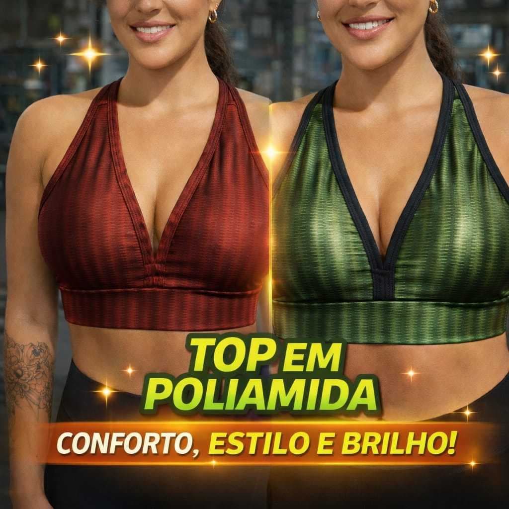 Top Poliamida 3D Feminino Nadador Conforto e Sustentação Roupa Treino Academia Fitness