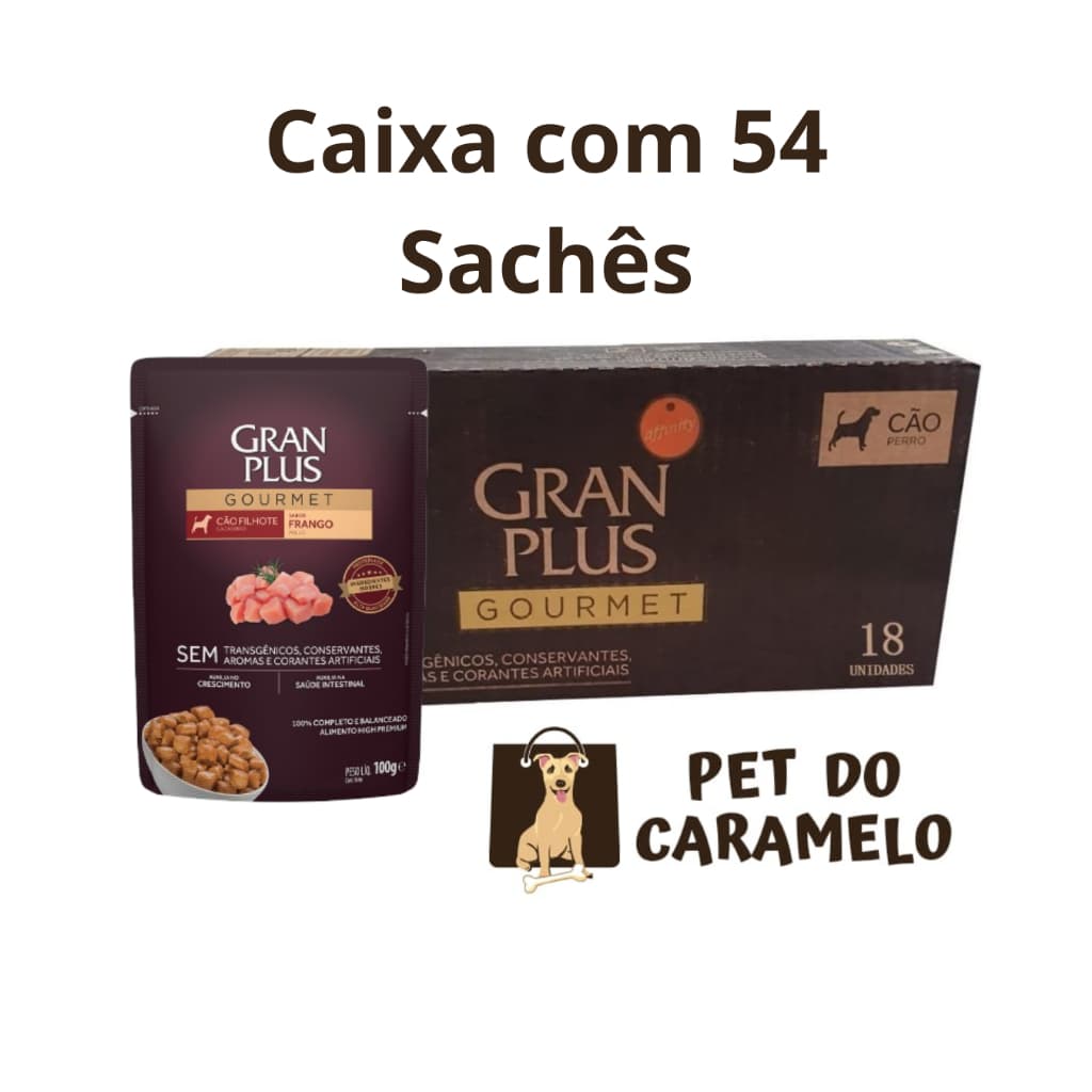 Sachê Gran Plus Cães Filhote Frango 100g - 54 Unidades