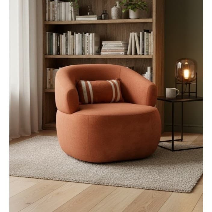 Poltrona Serena Modelo Orgânico Tecido Bouclê Almofada Sofisticada Confortável para Sala de Estar Diversas Cores - AV