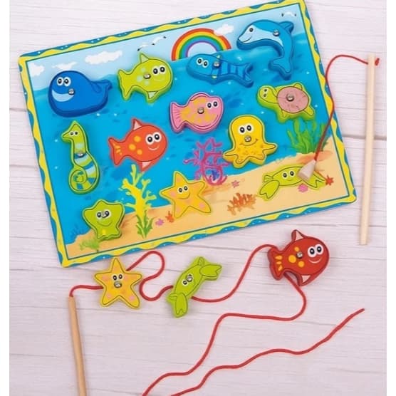 Pescaria Divertida Brinquedo MDF Pescaria de Ima Brinquedo de Madeira Educativo Cognitivo Montessori