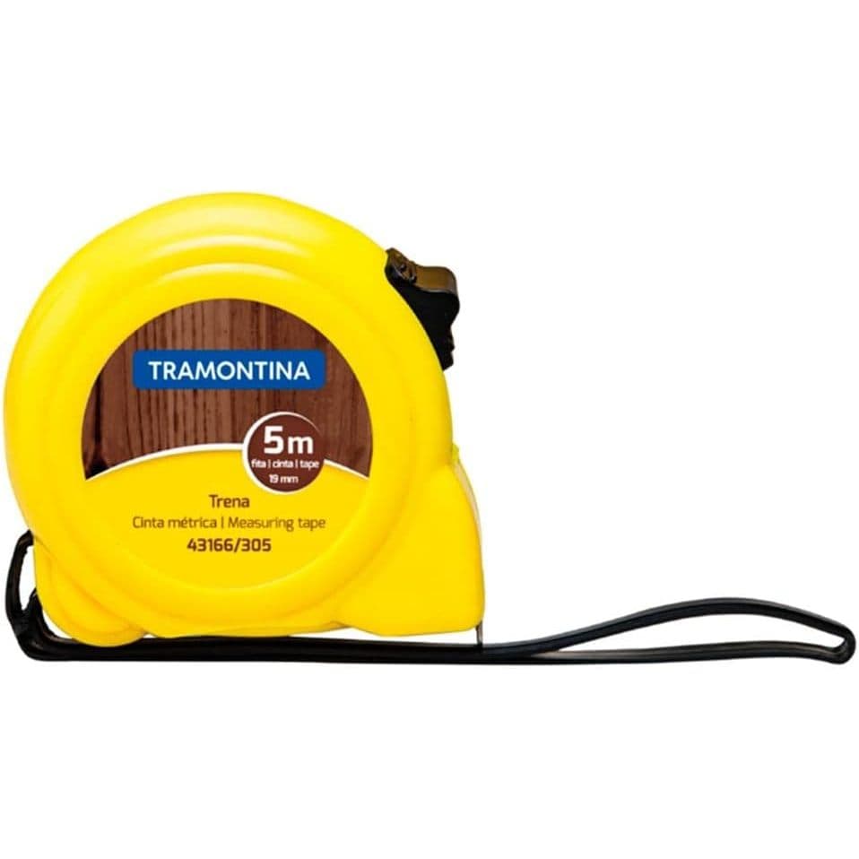 Tramontina 43166305, Trena com Fita de Aço 5 Metros, Amarelo