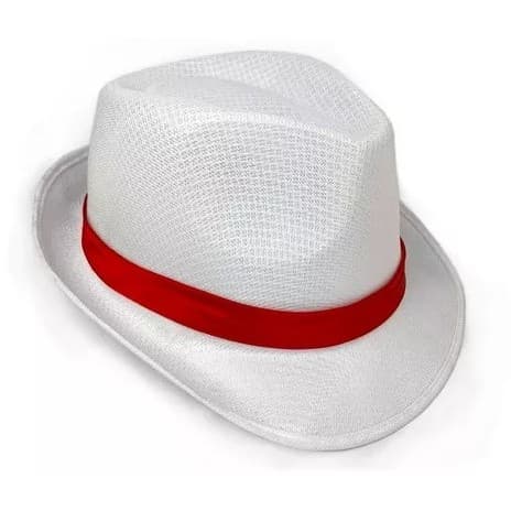 Chapéu Panamá Branco com Fita Vermelha Adulto