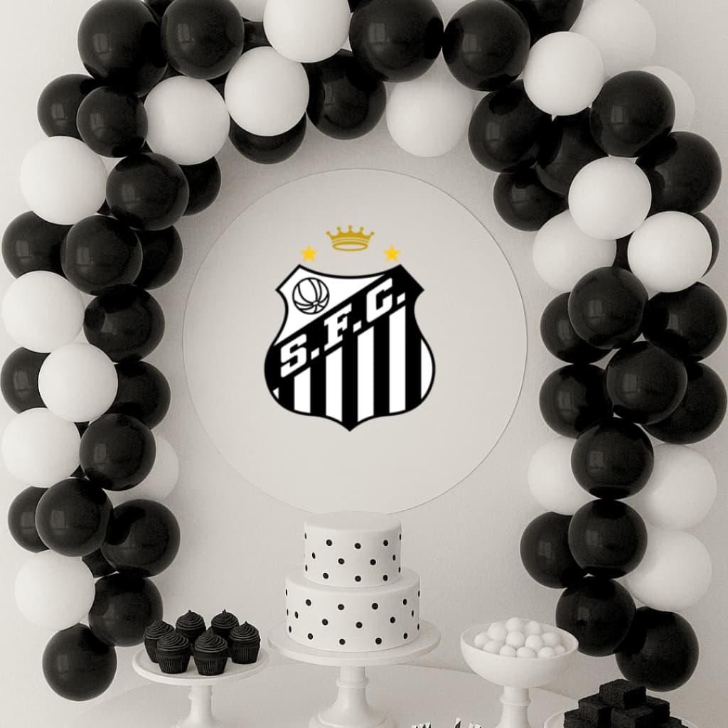 100 Bexiga N6 Preto Branco Decoração Festa Santos Preto Branco Balão Time