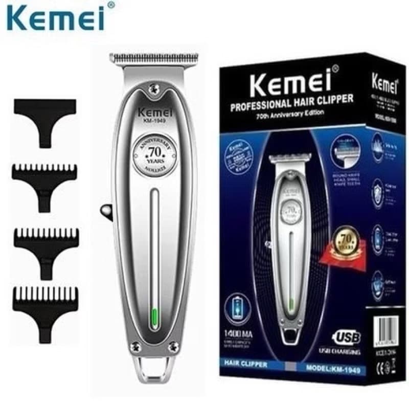 Kemei 1949 Cortador de Cabelo Profissional Todos os Homens Metal Aparador de Cabelo Elétrico Sem Fio 0mm Carcaçado