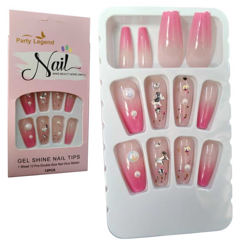 Unha Postiça Sabrina Sato + adesivos dupla face unhas francesinha amendoada unhas prontas francesinha com pedrarias