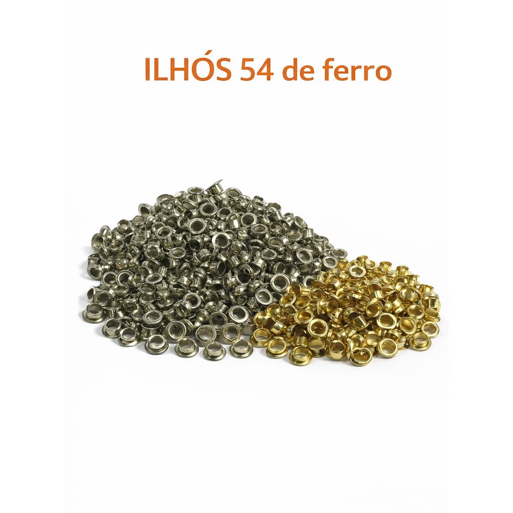 ILHOS 54 de Ferro Niquelado ou Dourado – 5000 Unidades