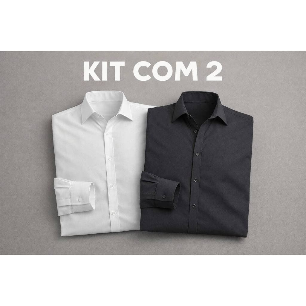 Kit 2 Camisa Social Masculina De Luxo Tecido Não Amarrota ULTIMAS UNIDADES