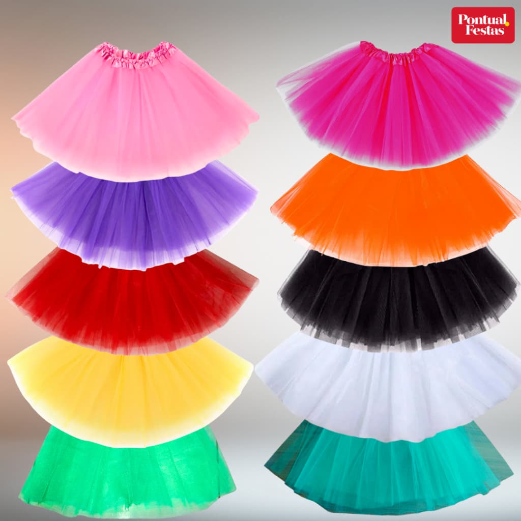 Saia de Tule Tutu Adulto 40cm Elástica Lisa