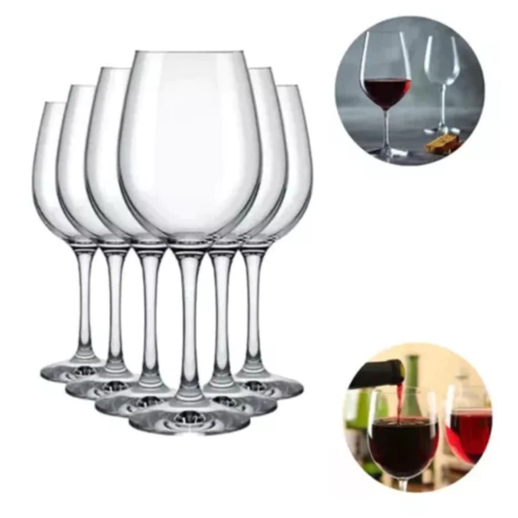 Jogo de Taças vidro - Vinho - 6 unidades - agua, suco, bebidas em geral - Sofisticado - Conjunto 6 taças
