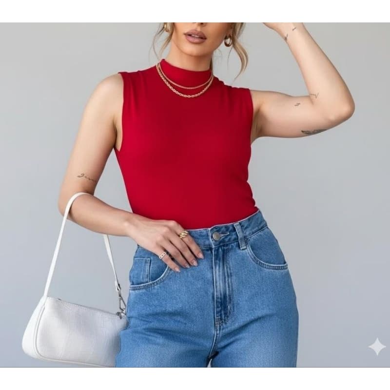 Blusa Feminina Regata Cavada Gola Alta Moda Premium Verão Lançamento