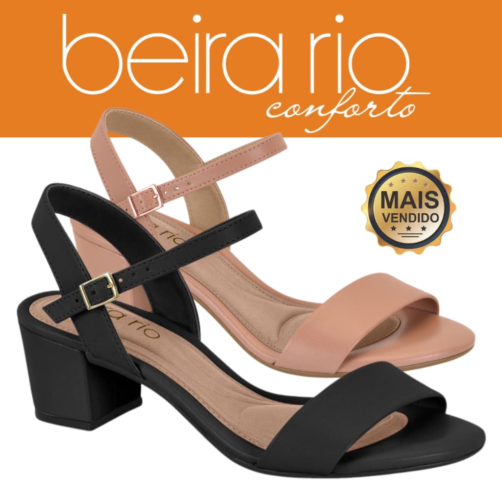 Sandália Feminina Beira Rio Saltinho Salto Quadrado Casual Clássica Casamento Festas Igreja Confort