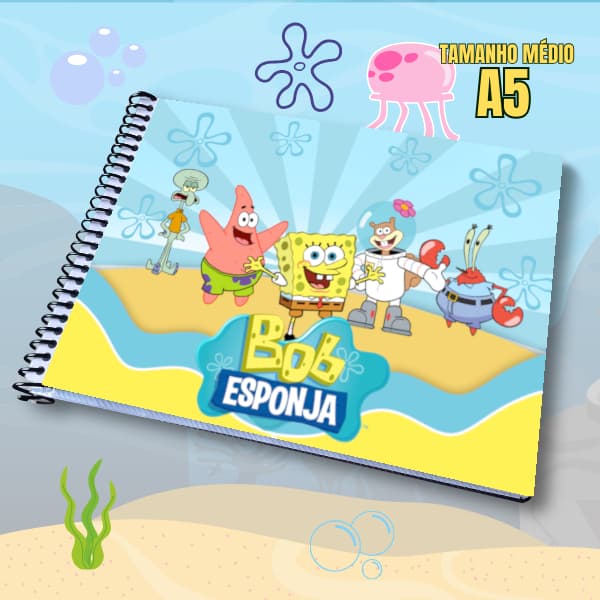 Livro de Colorir - Bob Esponja: 50 Desenhos + Plástico anti mancha