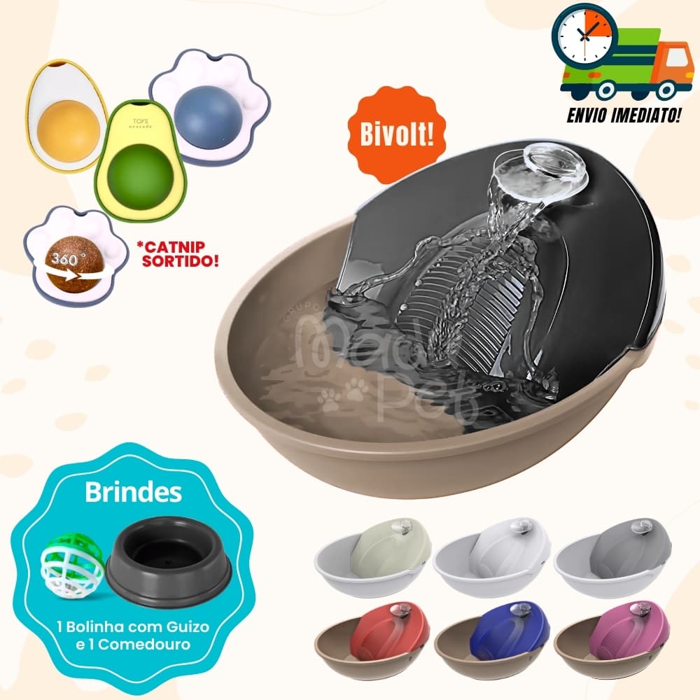 Kit Fonte Para Gatos Bebedouro Automático Petit + CatNip Brinquedo Erva do Gato Envio Imediato