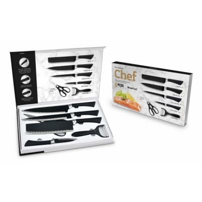 Kit Chef Facas e Acessórios 6 Peças Brasfoot - Preto