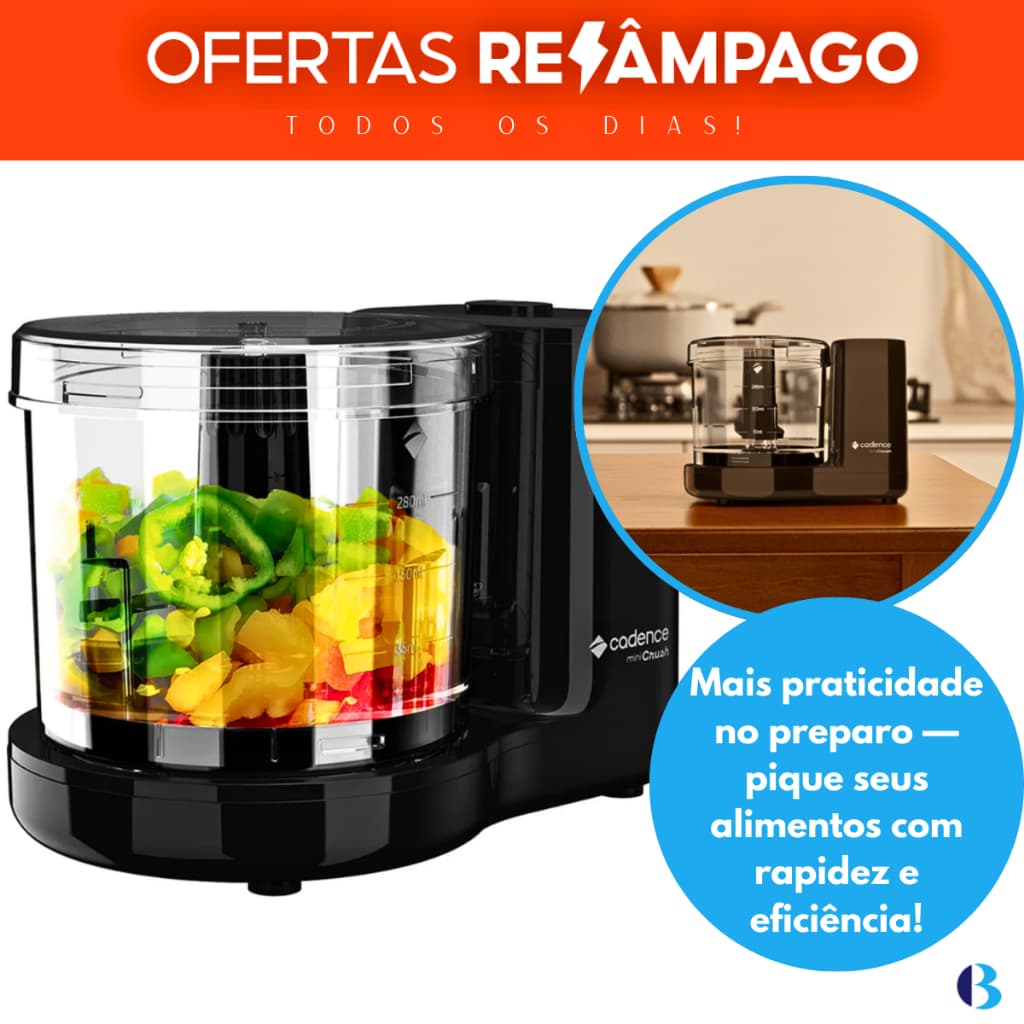 Miniprocessador Cadence Crush MPR530  - Lâminas em Aço Inox, Compacto e Ideal Para Picar Alimentos!