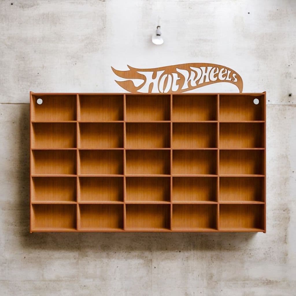 Expositor de Carrinhos Miniatura Hot Wheels em MDF Suporte de Parede