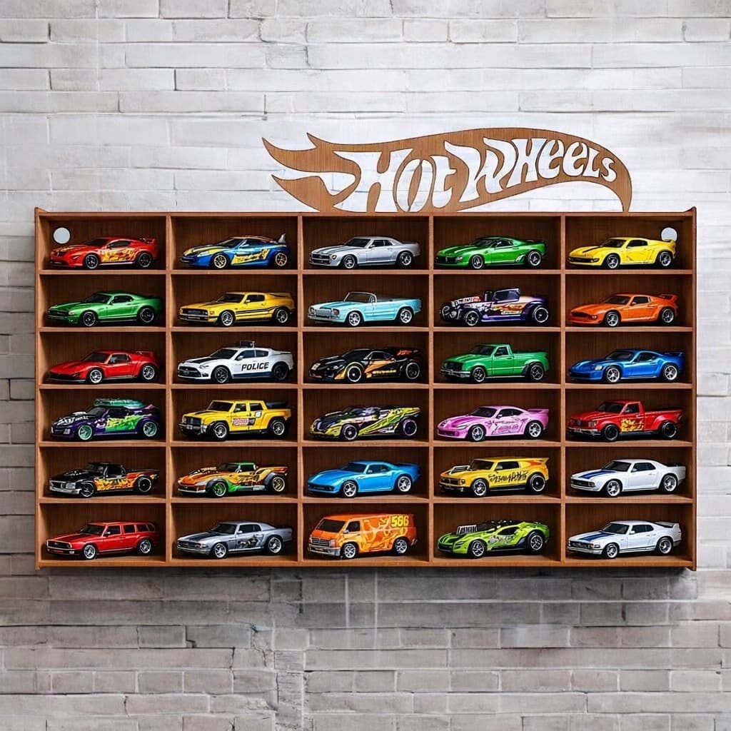 Porta Carrinhos Hot Wheels em MDF Expositor de Carrinhos em Miniatura