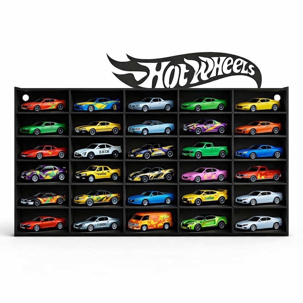 Suporte Carrinhos Hot Wheels Expositor de Parede Decorativo em MDF