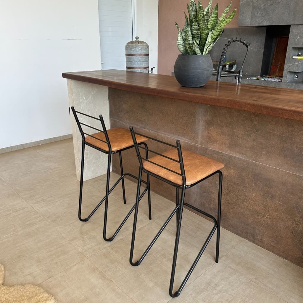 Kit 2 Banqueta Alta Estofada Macia com Base Resistente Perfeita para Cozinha Gourmet