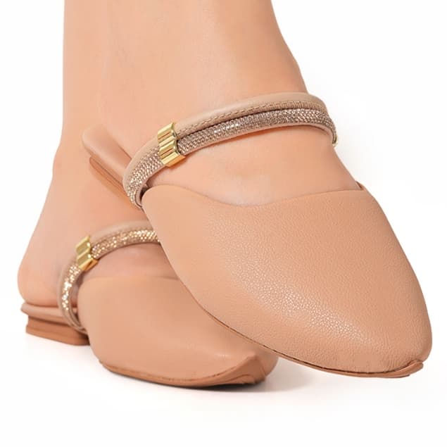 Mule Feminino Casual Elegante Strass Brilhante Estiloso Confortável Leve Versátil Moderno Ajustável