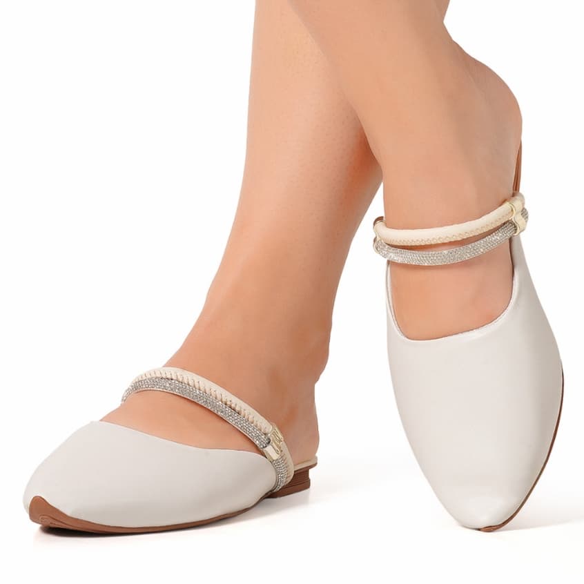 Sandália Mule Feminino Strass Brilhante Ajustável Versátil Confortável Resistente Em Alta Acessível