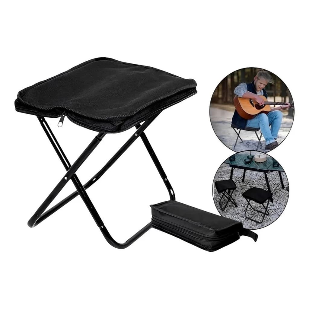 Banqueta Banquinho Dobrável Alumínio Camping C/ Bolsa Ziper
