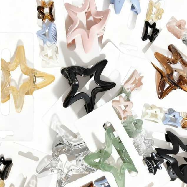 Piranha de Cabelo Estrela Grande | Prendedor Garra Estrela Vazada Luxo, Design Moderno