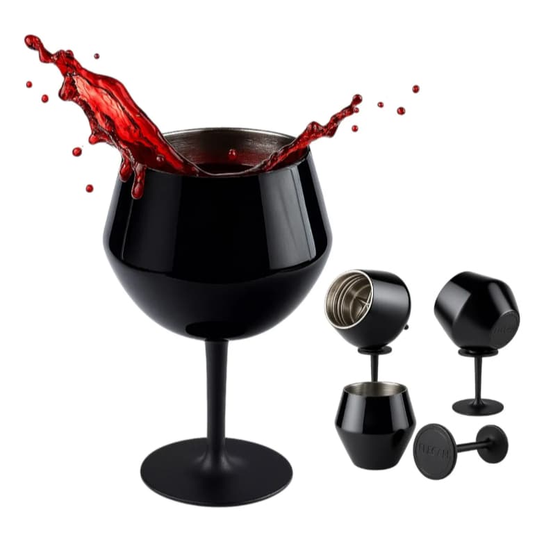 Taça Térmica 2 Em 1 Copo Aço Inox Durável 414ml Drinks Cor Preto