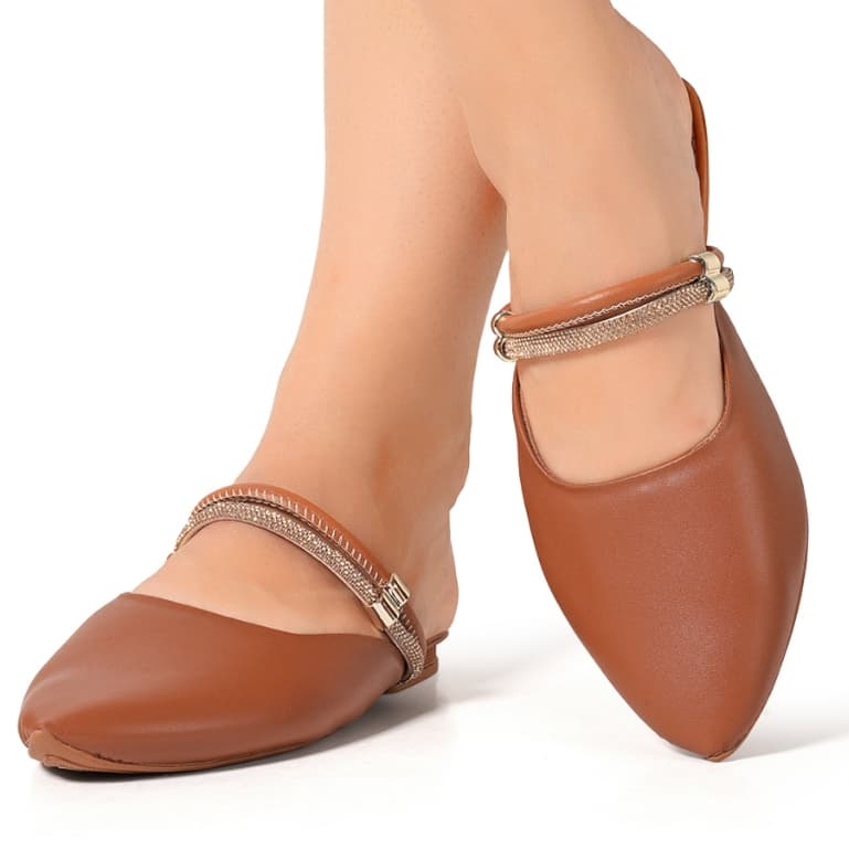 Mule Casual Feminino Estiloso Strass Brilhante Ajustável Confortável Leve Elegante Moderno Dia a Dia