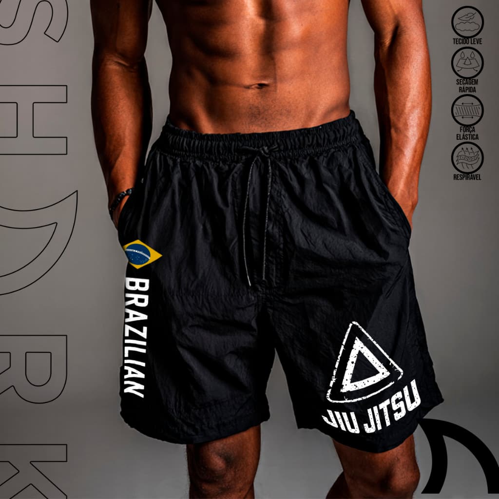 Short Bermuda Tectel Masculino Jiujitsi Tecido Leve Secagem Rapida Poliester Moda Praia