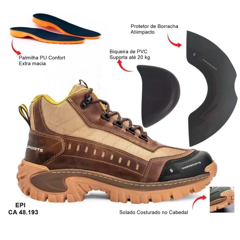 BOTA COTURNO ADEVENTURE TRIHLA LAZER PASEEIO TRABALHO COM CA 48193 PALMILHA EM GEL RESISTENTE A AGUA