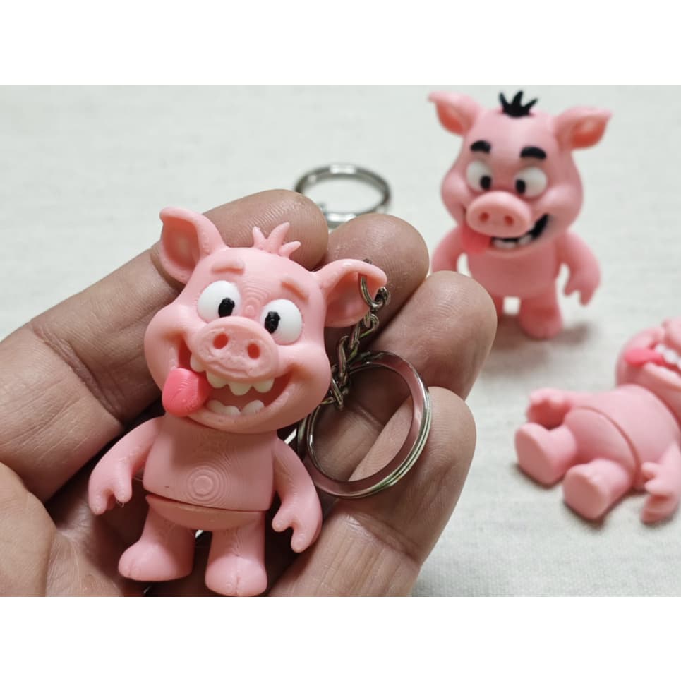 Porco Maluco Mini Chaveiro Flexível 3D