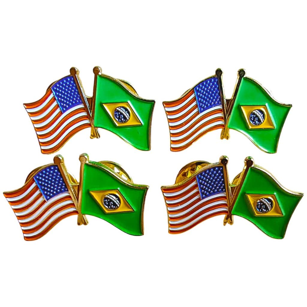 4 Broches Brasil x Estados Unidos Pin Diplomático Americano Brasileiro