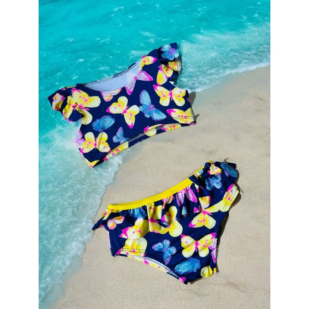 Roupa de Banho Infantil Menina Praia Biquini Calcinha Forrada Lacinho
