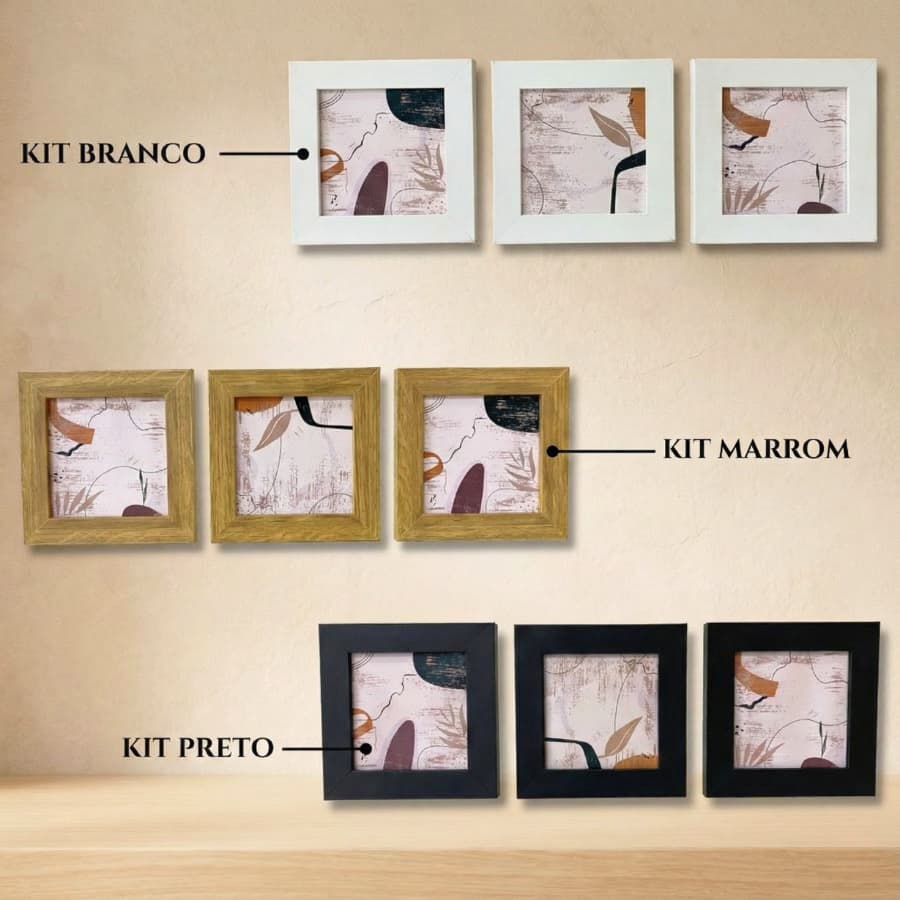 Quadro Decorativo 3 Peças Organico Quadro de Decoração 3 Peças Quadros DecoratIvos Café Quadro em Madeira