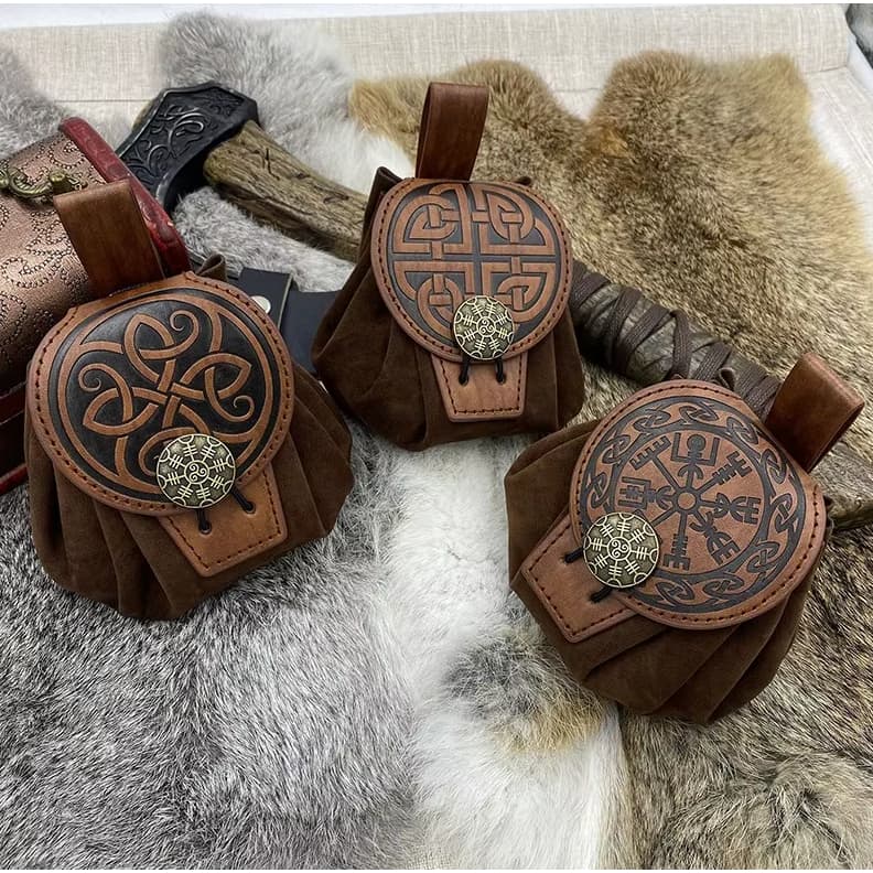 Bolsa de veludo couro medieval para guardar dados rpg dungeons and dragons viking