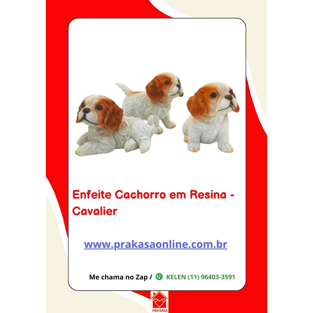 Enfeite Cachorro em Resina - Cavalier - Em pé