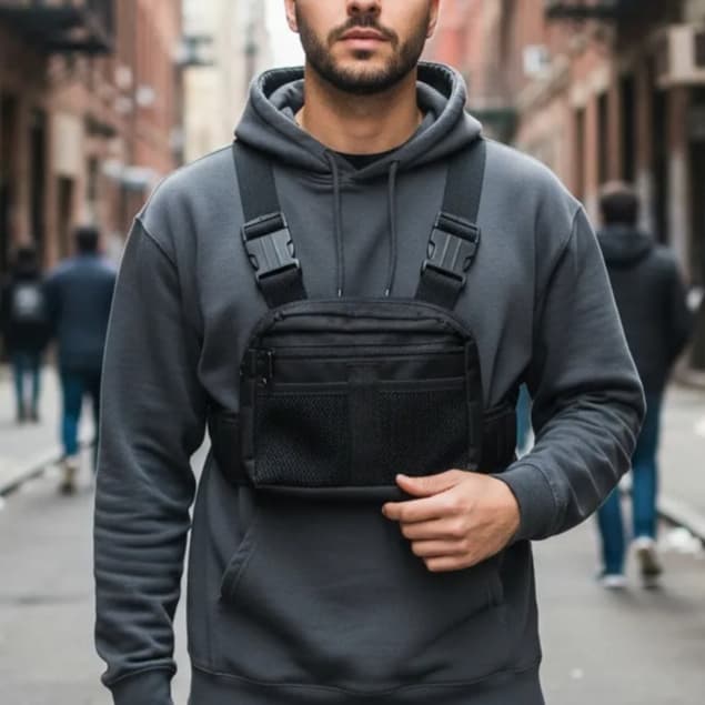 Bolsa De Peito pochete Motoboy Masculina Unissex Colete Sholder Bag Peitoral