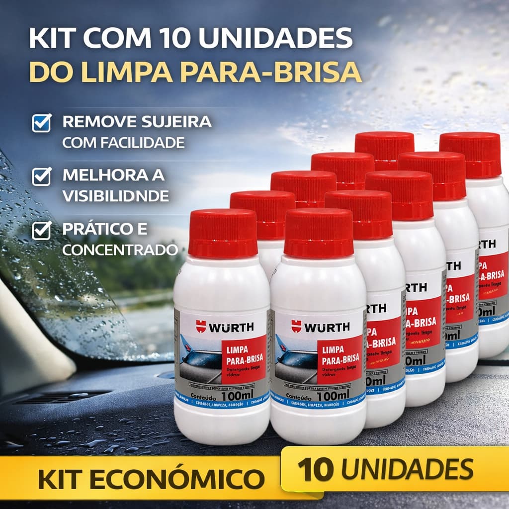 Kit 10 Limpa Parabrisa Wurth 100ml